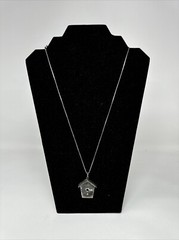 Vintage Brown County Silver Co Sterling Silver Bird House Pendant And Chain