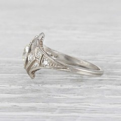 1.35CT White Round Simulated Diamond Art Deco Antique Wedding Ring In 925 Silver