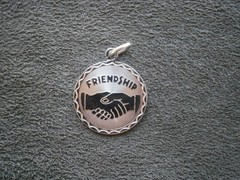 Handshake Friendship Vintage Sterling Silver Bracelet Charm Pendant 2.0g