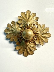 Miriam Haskell Signed Gold Tone Flower Brooch Pin Metal No Stone Vintage Rare