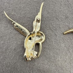 Vintage Hummingbird Pins Brooches Jewelry Enamel Rhinestones Gold Tone Set of 2