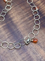 14/20 GF Gold Filled Chain Necklace 34” With Faceted Carnelian Stones