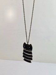 gold tone articulated owl antique necklace
