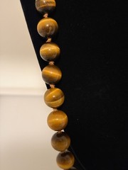 Vintage Chinese Export Hand Knotted Tiger ‘s Eye 11-12 mm Heavy Beaded Necklace