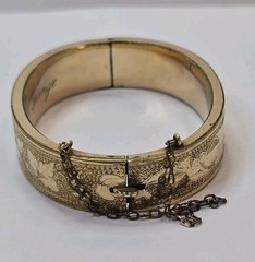 Victorian Gold Filled Hinged Bangle Bracelet 6″ Signed B&B 18.5 Grams