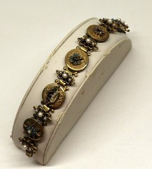 Vintage “Art” Jewelry Co. Panel Book Chain Bracelet Stars Moon Flower