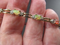 EHJ VINTAGE FAS 925 STERLING SILVER BRACELET GOLDTONE WASH MULTI-COLOR SETTINGS