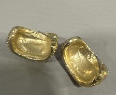 Vintage Red Enamel Gold Tone Post Earrings Statement Wavy Twist Design Bold 80s