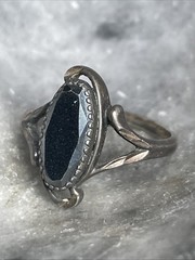 Wheeler Mfg. Vintage Sterling Silver Hematite Ring Size 6.75