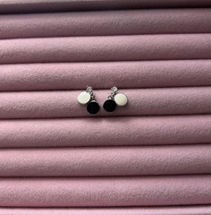 Dainty Black And White Enamel Earrings