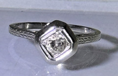Antique Belais 18k White Gold 4mm Diamond Solitaire Ring Sz4 Art Deco Gorgeous!!