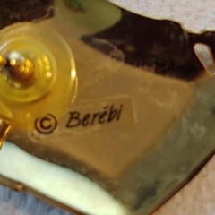 Vintage Edgar Berebi Brown/Black Enamel Gold Tone Push on Post Earrings