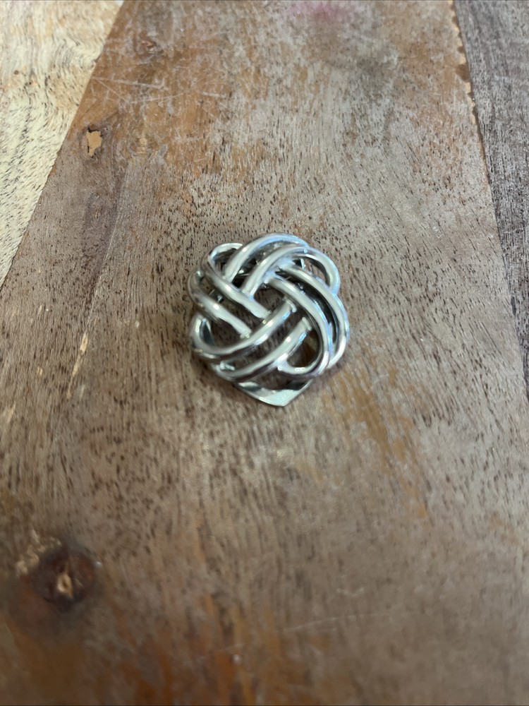 Double Love Knot Scarf Clip Vintage Silver Tone Lieba USA 1.25in