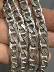 35. MWS Sterling 925 Anchor Mariner 7.3mm link Chain Necklace Italy 20″, 44g