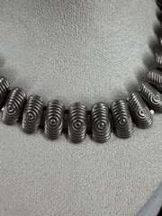 Vintage Brutalist Silver Tone Spiral Statement Necklace Modernist Chunky 15.5″
