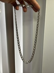 35. MWS Sterling 925 Anchor Mariner 7.3mm link Chain Necklace Italy 20″, 44g