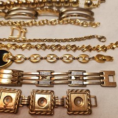 Vintage Gold Tone Bracelet Lot OF 10 Estate Costume Jewelery Links LooP DI B85