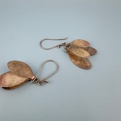 Vintage Sterling Silver Dangle Earrings Oval Disc Modernist Pierced French Wire