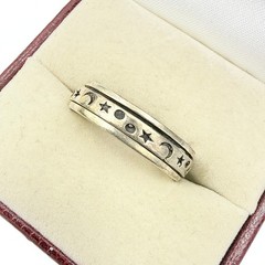 D’Joy 925 Sterling Silver Sun Moon Star Spinner Celestial Band Ring Sz 10