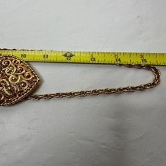 Vintage Layered Necklace Three Strands Puffy Heart Gold Tone Statement 1980s