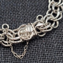Elco Sterling Silver Double Link Charm Bracelet 7″ Safety Chain 16.4 grams