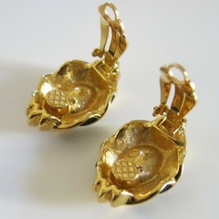Swarovski Earrings Pierced Clear Crystal Black Enamel in Gold Tone Metal [4701]