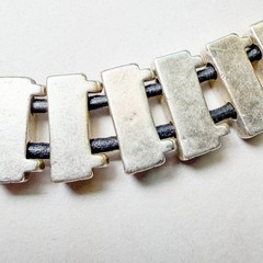 VTG Chunky Silver Geometric Link Bracelet KC Heavy Modernist 64g 8″