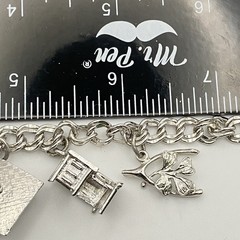 Vintage 70’s Sterling Silver 7″ Variety Charm Bracelet Double Link Safety Chain