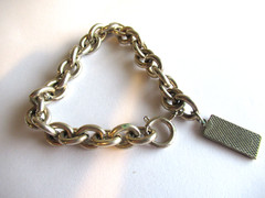 Vintage Silver plate chunky charm bracelet