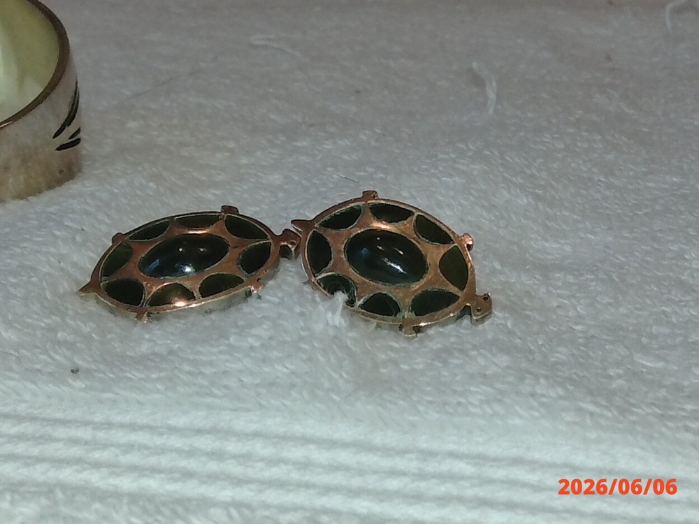 Vintage Taxco Black Onyx, Sterling Silver and 14K Gold Earrings