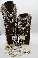 Jewelry Lot Vintage to NOW Necklace Bracelet Earrings Pearlized Shell 21 pc LOT
