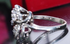 14k white gold swirl ring 0.25ct natural diamond size 4 vintage 3gr Radiant