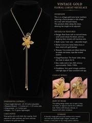 Vintage Gold Tone Rose Flower Pendant Lariat Necklace Chain Slide 24-30″ (70’s)
