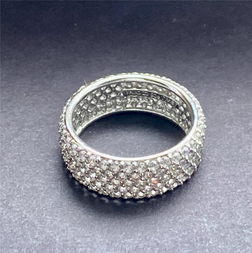 JSWJ Sterling Silver 5-Row Micro Pave Cubic Zirconia Wide Band Eternity Ring S.8