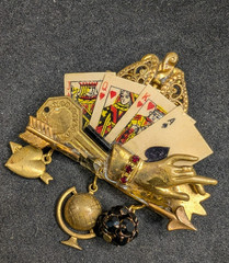 Vintage Maximal Art Poker Brooch Pin 2 1/2 ” Long