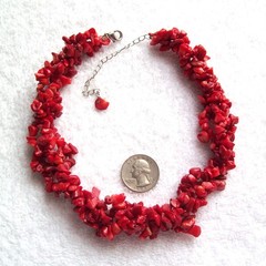 Vintage Henry Designs (H.D.N.Y) Natural Red Coral Triple Strand Necklace
