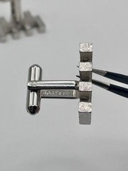 Vintage Dante Silver Tone Brutalist Cufflinks Mid Century Modern Architectural