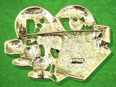 VTG AJC Brooch Pin Queen of Hearts Royal Flush Chips Dice Goldtone Enamel &Bonus