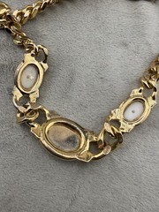 Vintage Rhinestone Necklace Gold Tone Faux Pearl 16” READ