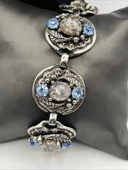 Selro Selini Necklace & Bracelet Set Unsigned Silver Tone Confetti Vintage