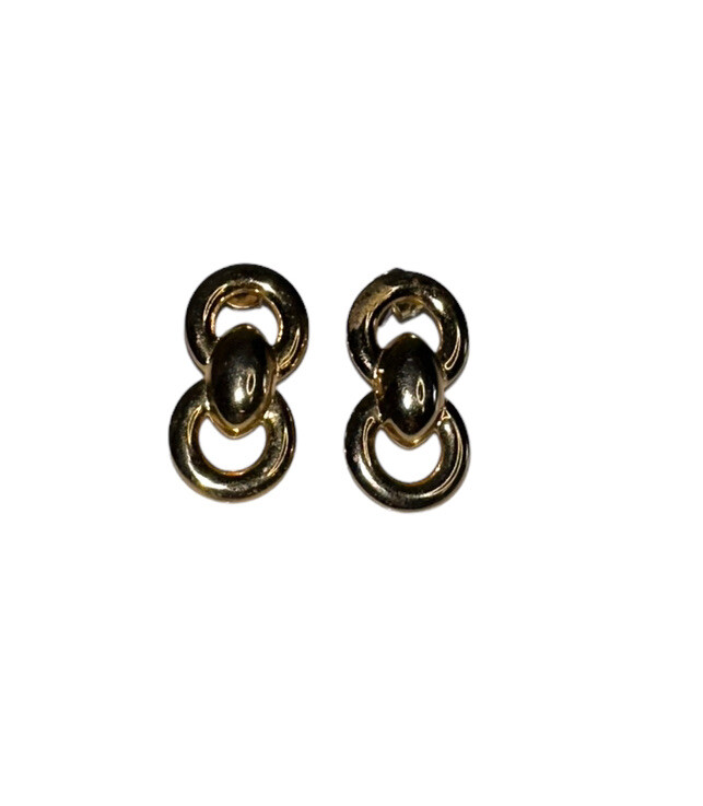 Vintage Unbranded Goldtone Doorknocker Pierced Earrings 1 1/8”