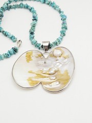 Jay King Desert Rose Trading Sterling Silver Blistered Pearl Turquoise Necklace