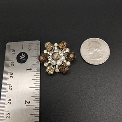 Vintage 1950s Starburst Rhinestone Brooch Smoky Gray White Old Money Aesthetic