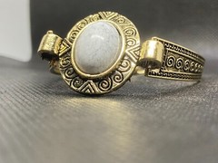 Elegant vintage style gold bracelet with white oval stone women’s jewelry