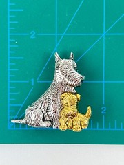 LC Lauren Conrad Brooch Scottish Terriers Dog Puppy Silver Gold Toned