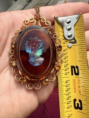 Vintage Juliana D & E for Celebrity N.Y. Amber Glass Cameo Brooch & Pendant