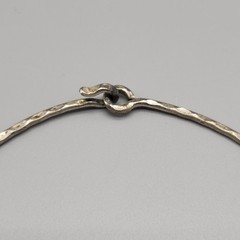 Vtg Hammered Necklace Etruscan Revival Scrollwork Choker Silver Tone Statement