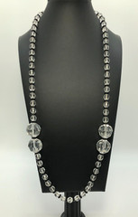Vintage Art Deco Style Glass & Acrylic Bead Necklace Black Spacers Black & White