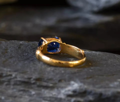 3.00 Ct Oval Cut Real Sapphire & Diamond Engagement Ring 14K Solid Yellow Gold