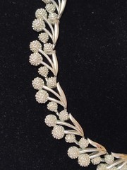 Vintage Trifari Signed Silver Tone Cherries Link Choker Necklace 14″-16″ 1950’s